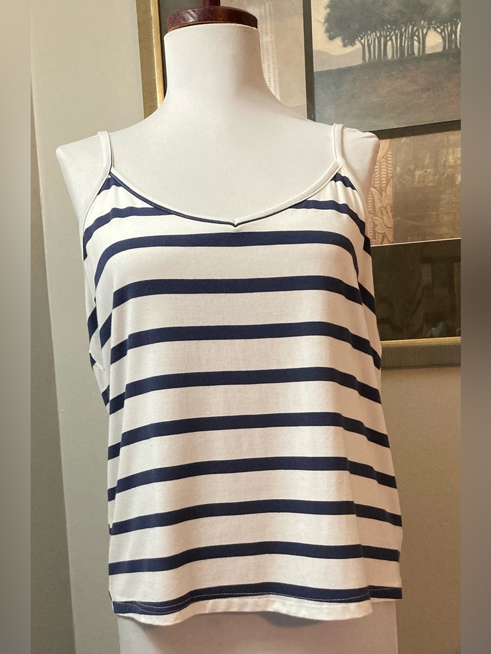 NWT Old Navy Striped Spaghetti Strap Tank Navy & White Sz Medium